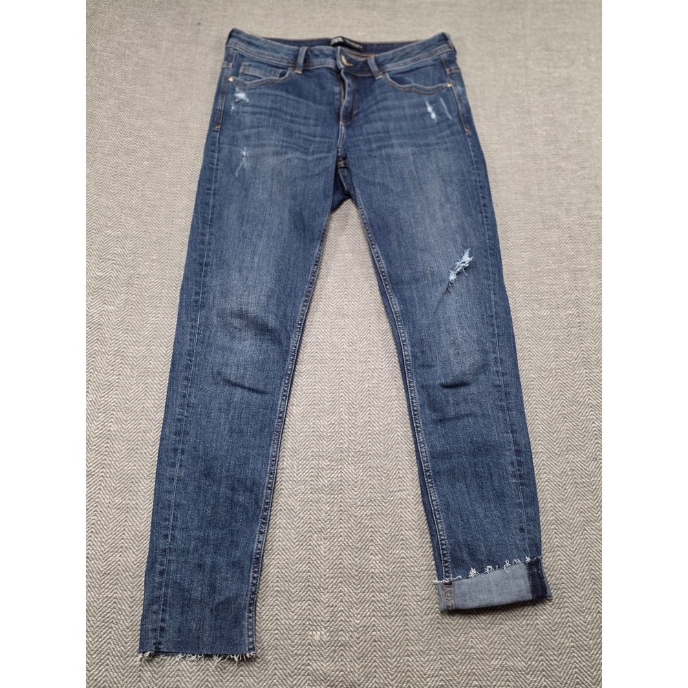 ZARA Women Blue Wash Distressed Skinny Jeans Size EUR 40 US 8